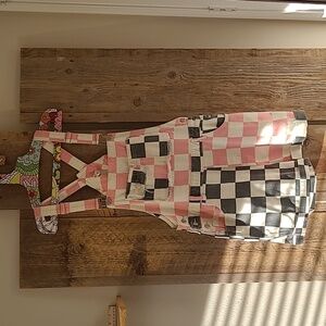 POL  Overalls in Pink and Black Checkered Denim size large